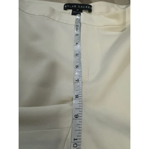 Ralph Lauren Black Label Made In USA Women’s Wool Cream Wide Leg Trouser Pants